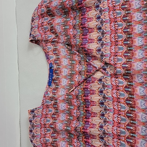 Apt 9 Women's Pink Purple Blue Orange V-Neck Short Sleeve Tunic Top, XXL - Picture 4 of 6